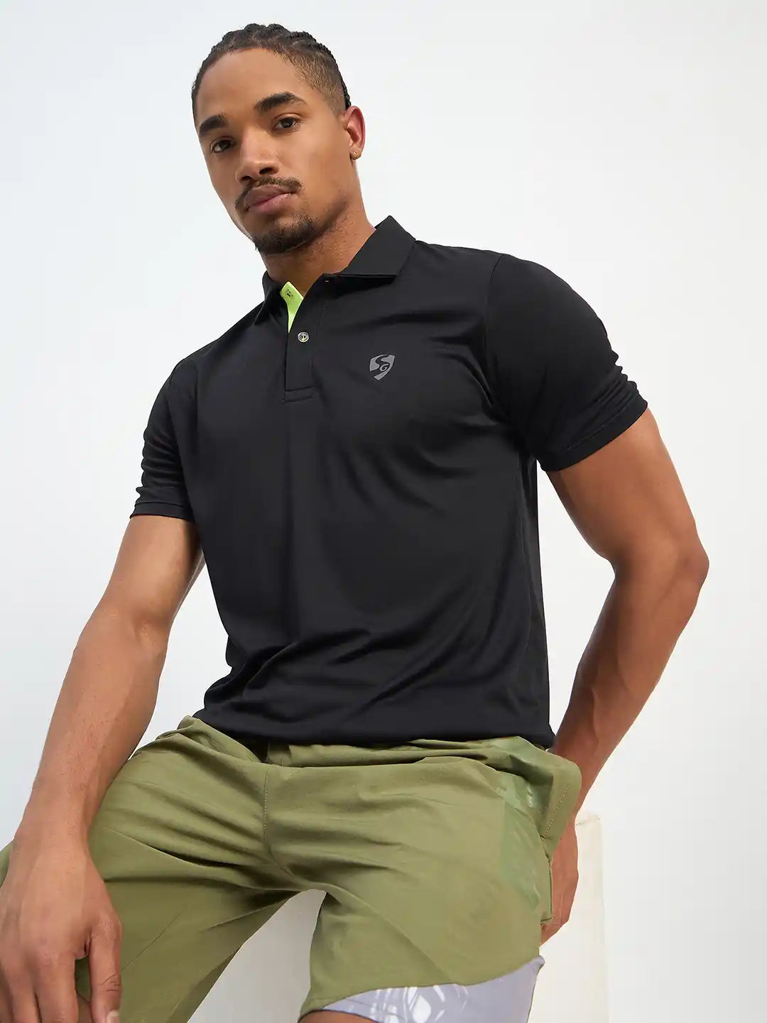 SG H1MP84101 Men Black Polo T-Shirt