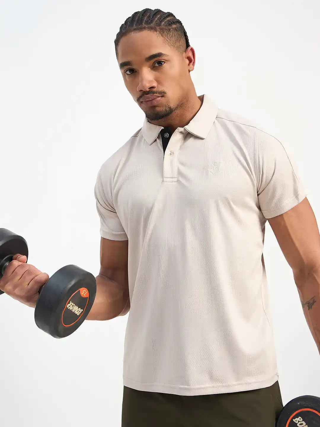 SG H2MP83852 Men Light Grey Polo T-Shirt