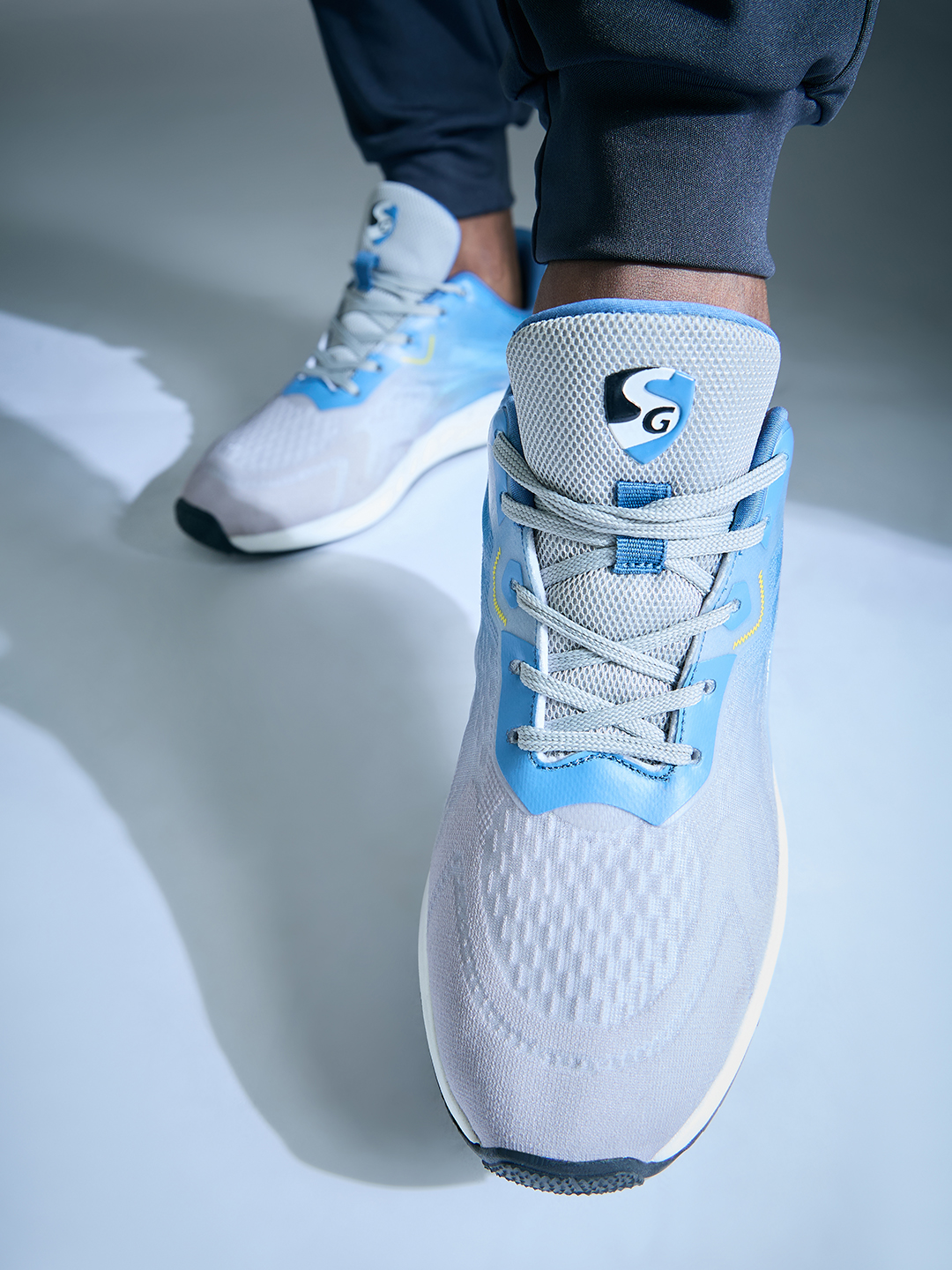 SG Nebula Running Sports Shoes Men and Boys (Light Grey / Blue)