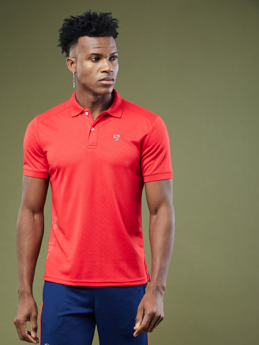 SG Men's Red Polo T-Shirt | Ideal for Trail Running, Fitness & Training, Jogging, Regular & Fashion Wear