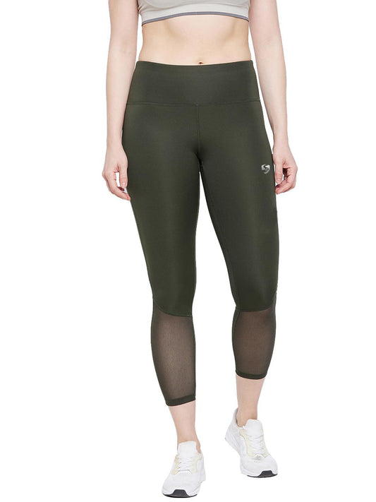 SG Women's Olive Tights | Ideal for Trail Running, Fitness & Training, Jogging, Regular & Fashion Wear