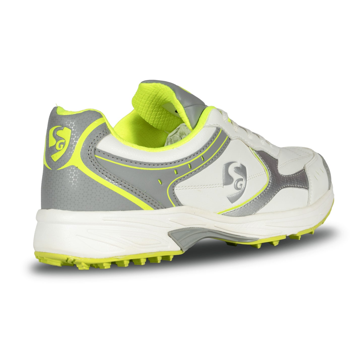 SG ARMOUR STUD Cricket Shoes in White/Grey/Lime – Your Ultimate Cricket Companion