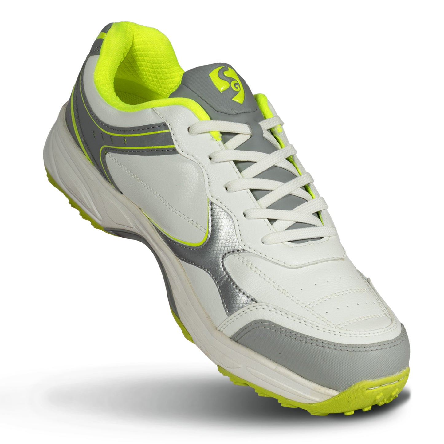 SG ARMOUR STUD Cricket Shoes in White/Grey/Lime – Your Ultimate Cricket Companion