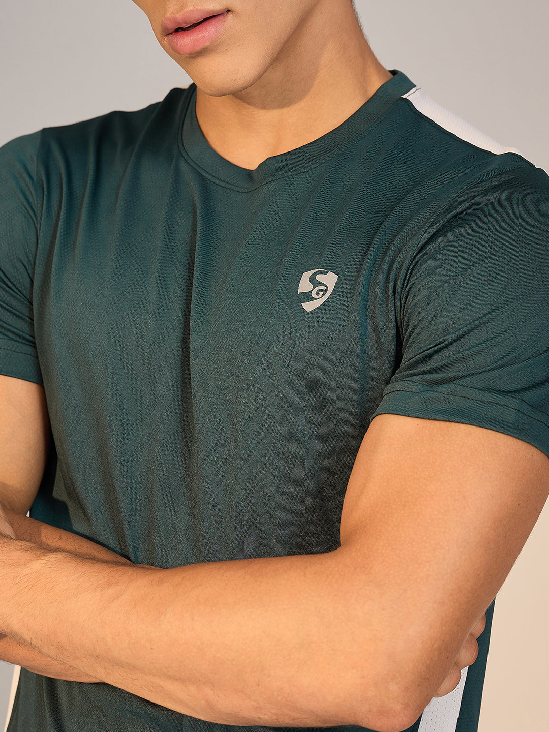 T-SHIRT MEN SG H3MT8209 TEAL GREEN/WHITE