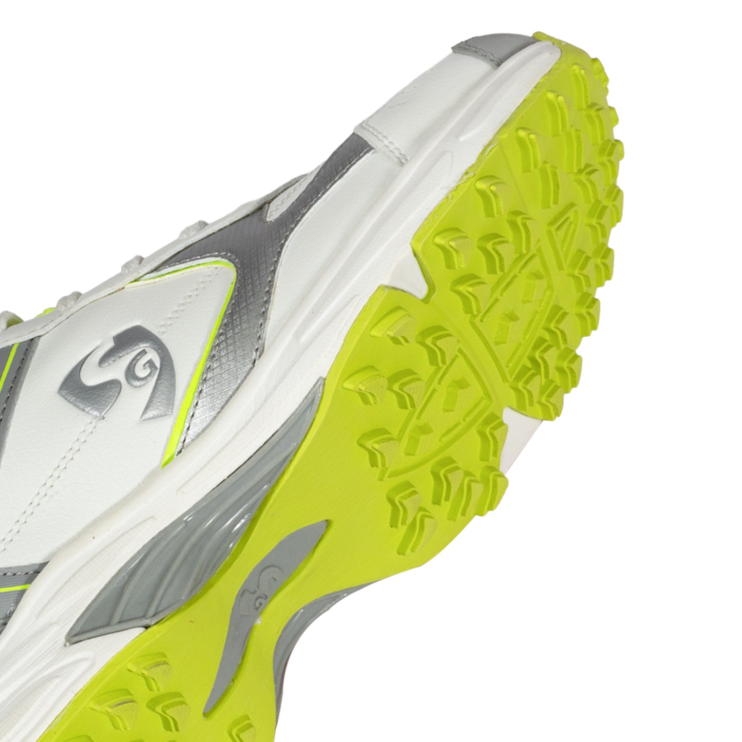 SG ARMOUR STUD Cricket Shoes in White/Grey/Lime – Your Ultimate Cricket Companion