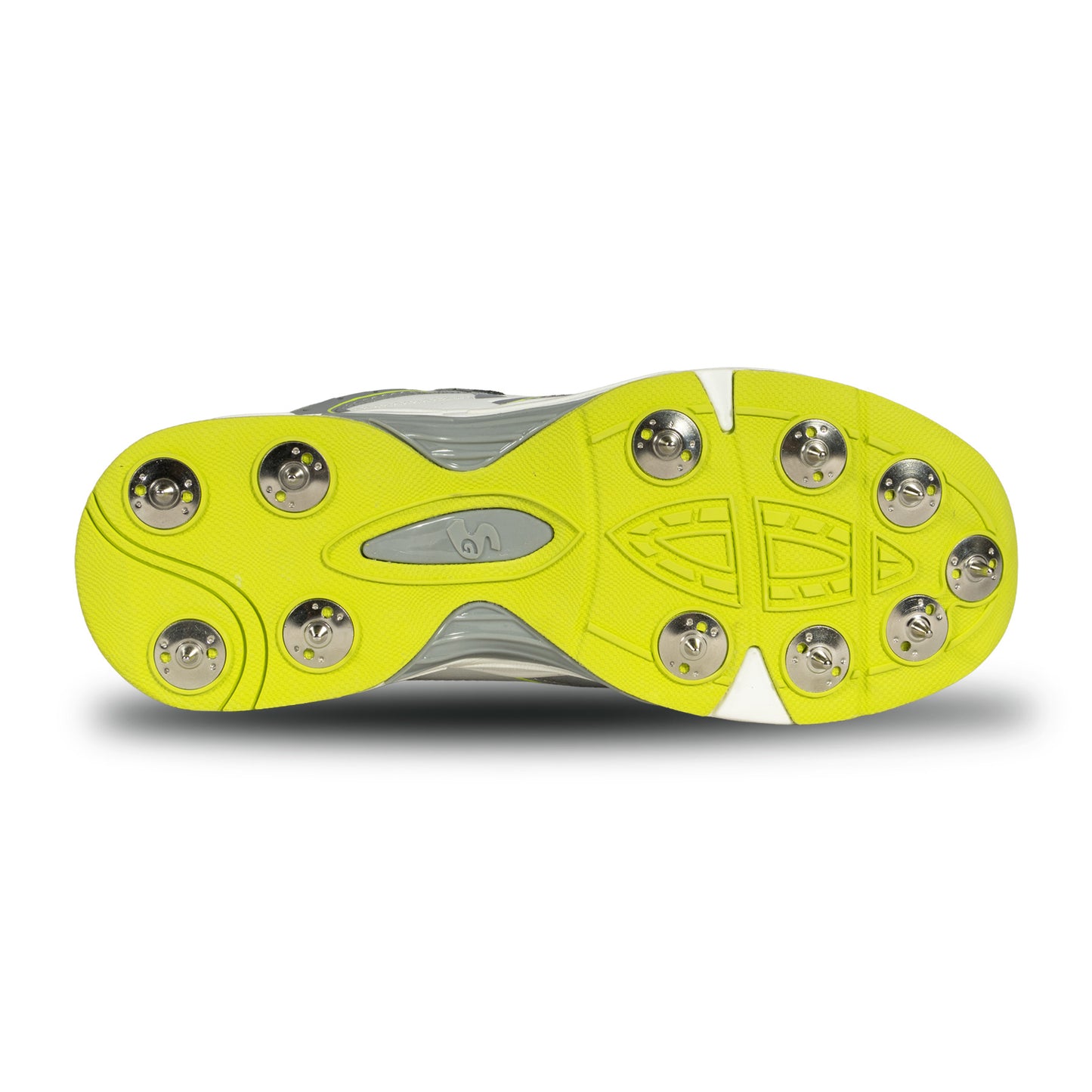 SG ARMOUR SPIKE Cricket Shoes in White/Grey/Lime – Your Ultimate Cricket Companion