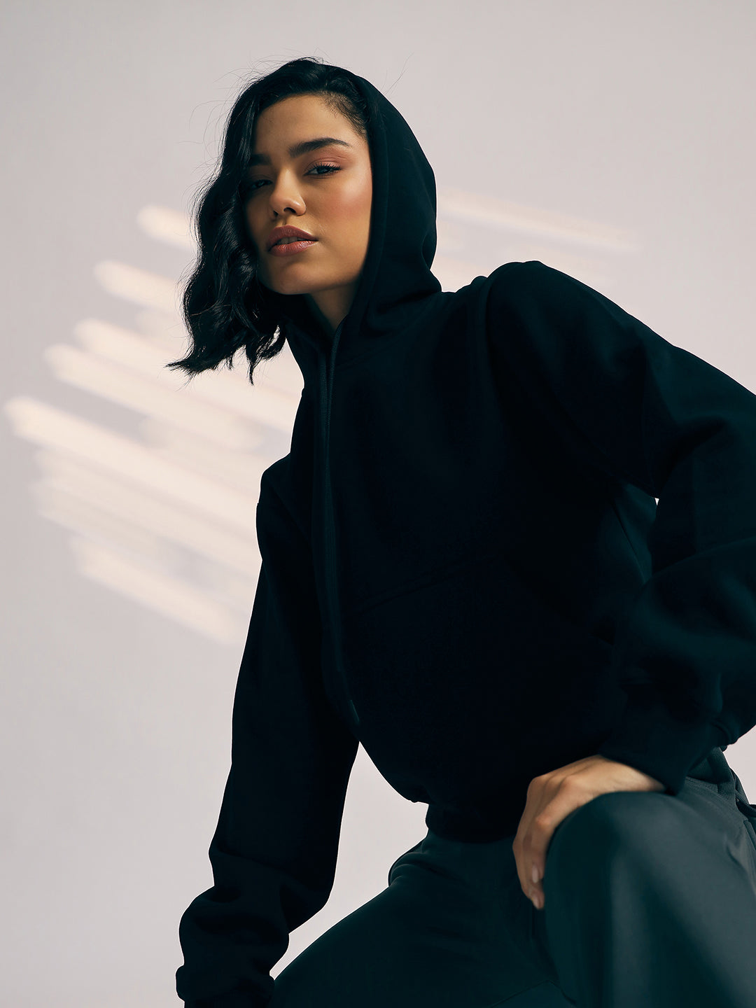 HOODIE WOMEN SG H4WH8293 BLACK