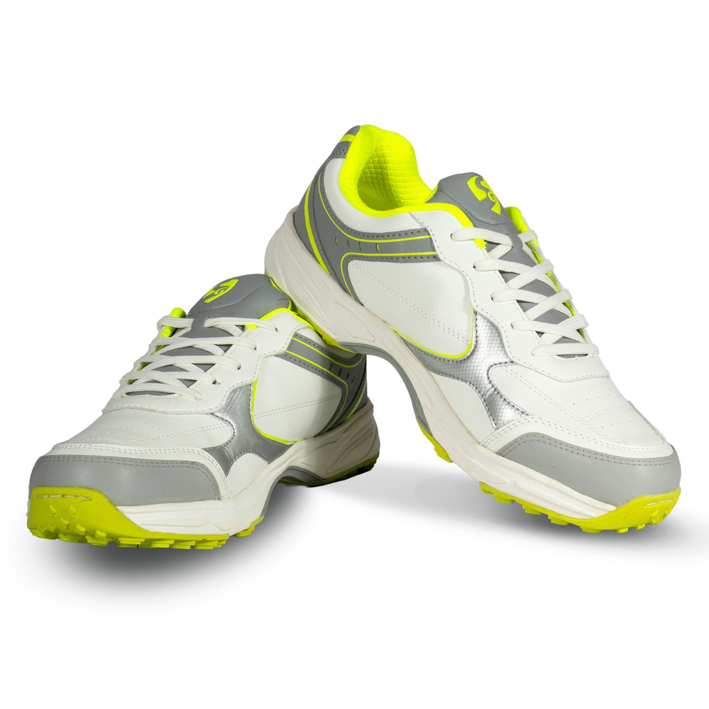 SG ARMOUR STUD Cricket Shoes in White/Grey/Lime – Your Ultimate Cricket Companion
