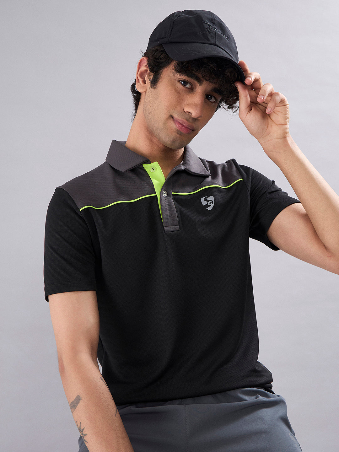 SG Men's Polo T-Shirt Black/ Graphite