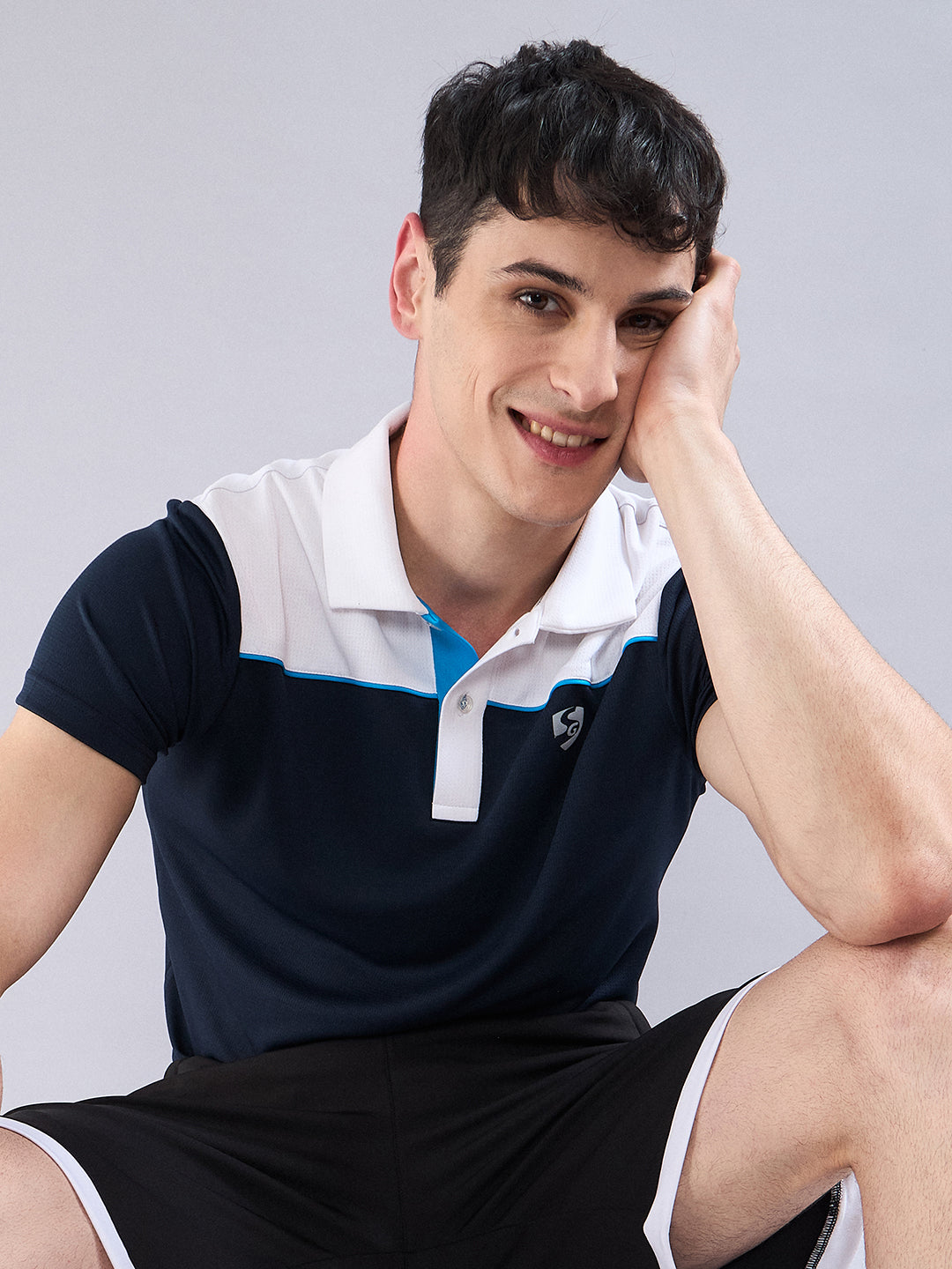 SG Men's Polo T-Shirt Navy/ White