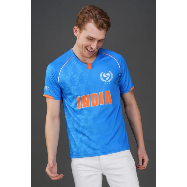 SG Round Neck T-shirt Indian Cricket Team Jersey Half Sleeve- India Blue