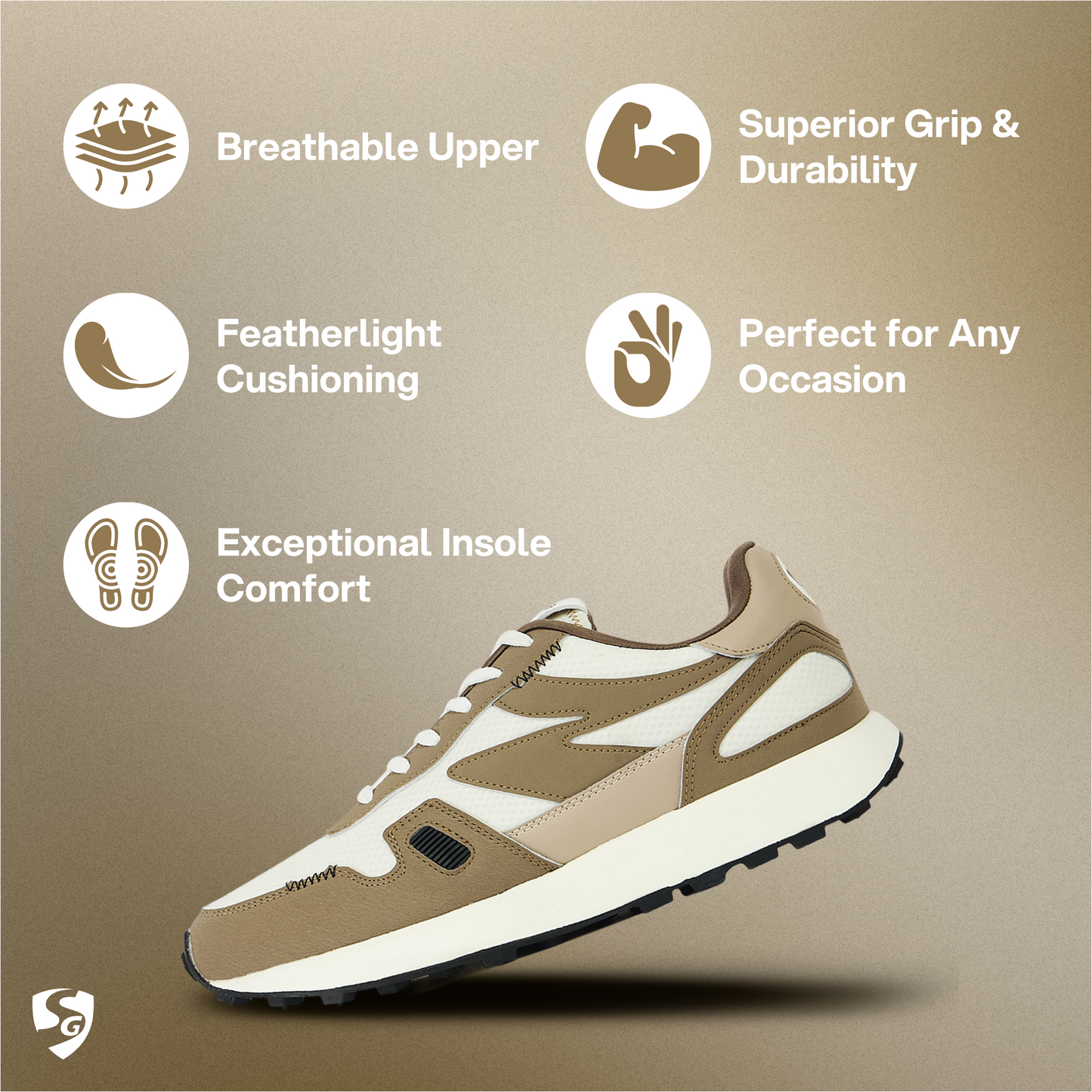 SG Unity Running Shoes (White / Beige)