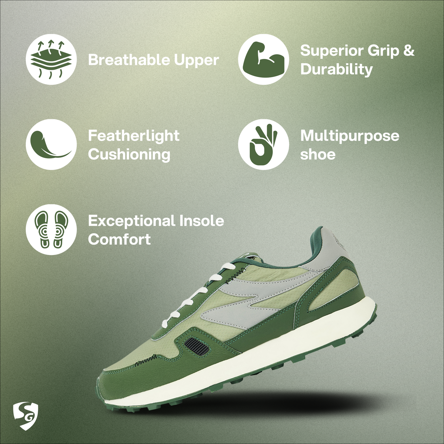 SG Unity Running Shoes (Green / Grey)