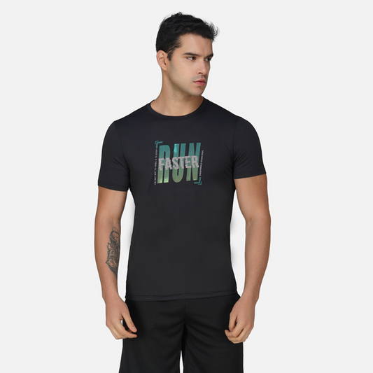 SG Round Neck Regular Comfort Fit T-Shirt For Mens & Boys, Carbon Black & Deep Teal | Ideal for Trail Running, Fitness & Training, Jogging, Gym Wear & Fashion Wear