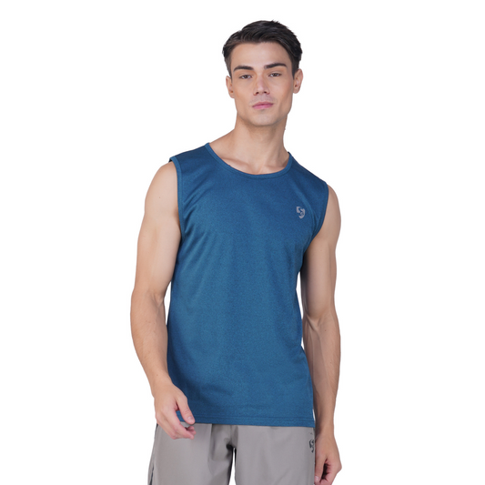 SG Men's Round Neck Blue Vest | Ideal for Trail Running, Fitness & Training, Jogging, Regular & Fashion Wear