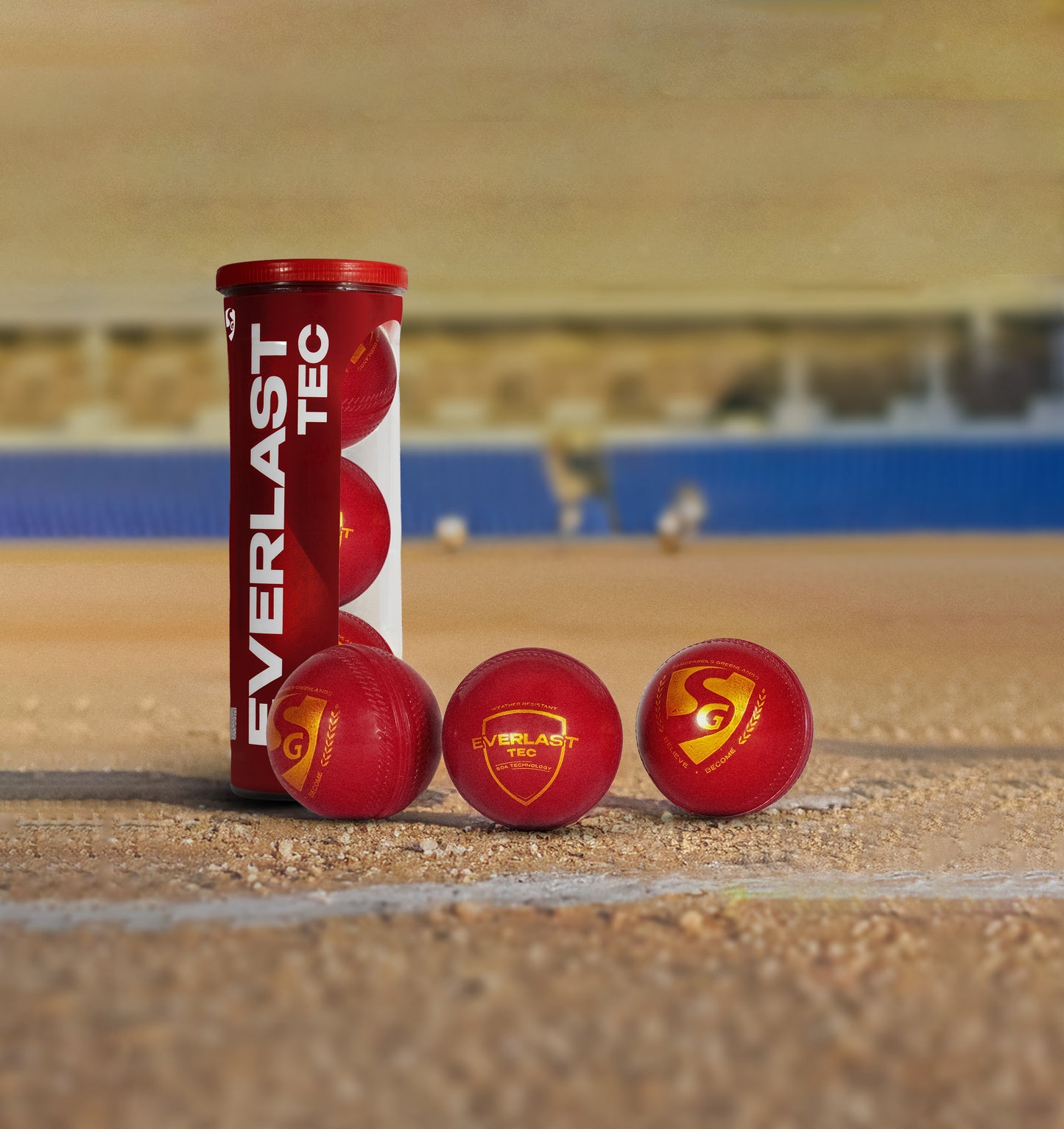 SG Everlast Tec Synthetic Cricket Ball (Red) (Pack of 3)