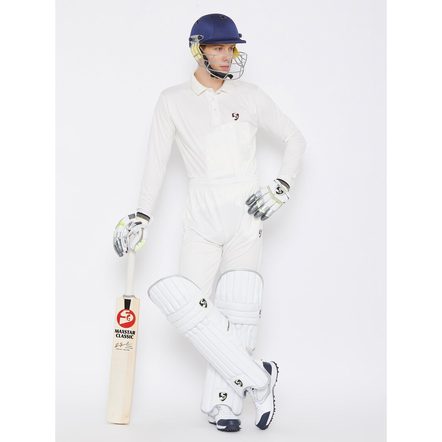 SG Senior Club Full Sleeve Cricket Shirt Whites