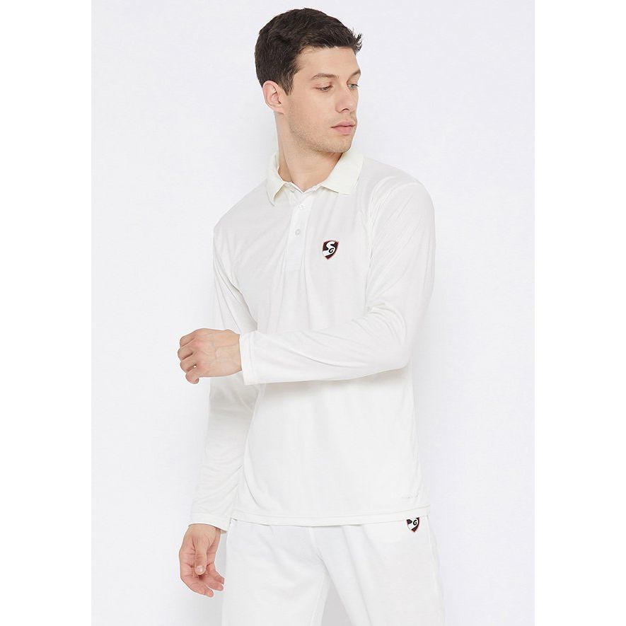 SG Senior Club Full Sleeve Cricket Shirt Whites