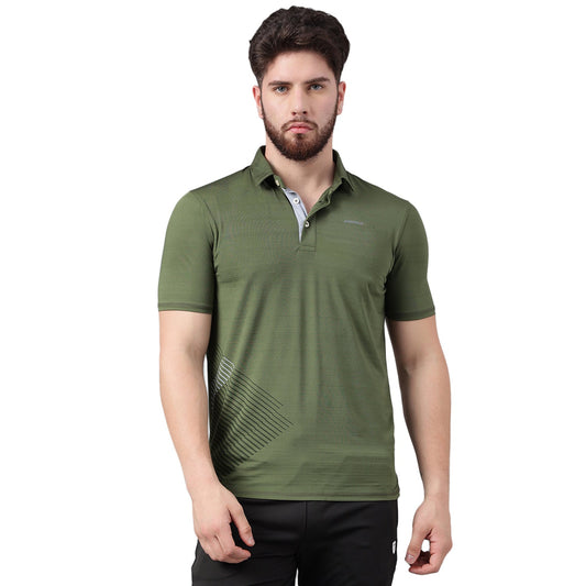 SG Men's Olive Polo T-Shirt | Ideal for Trail Running, Fitness & Training, Jogging, Regular & Fashion Wear