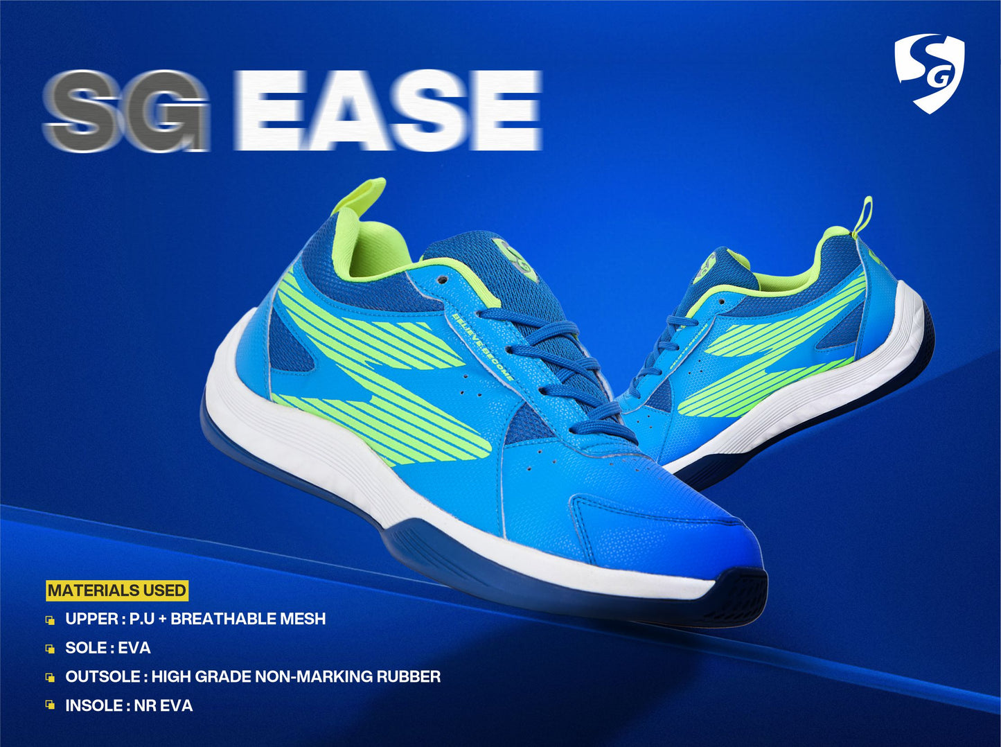 SG EASE Shoes Electric Blue/Lime Green