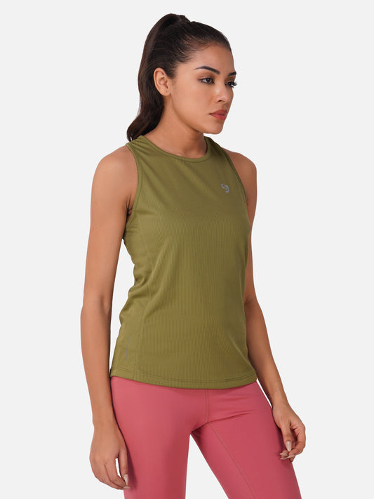 SG Women's Regular Fit Sports & Gym Vest for Womens & Girls | Ideal for Trail Running, Fitness & Training, Jogging, Regular & Fashion Wear, OLIVE GREEN