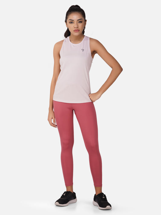 SG Women's Regular Fit Sports & Gym Vest for Womens & Girls | Ideal for Trail Running, Fitness & Training, Jogging, Regular & Fashion Wear, PALE PINK