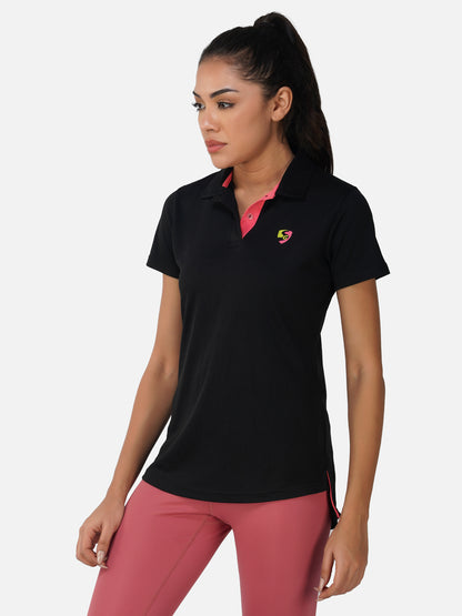 SG Regular Comfort Fit Polo T-Shirt For Womens & Girls, Sulphur Yellow, Red Paprika & Jet black | Ideal for Trail Running, Fitness & Training, Jogging, Gym Wear & Fashion Wear