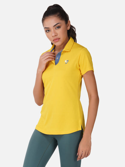 SG Regular Comfort Fit Polo T-Shirt For Womens & Girls, Sulphur Yellow, Red Paprika & Jet black | Ideal for Trail Running, Fitness & Training, Jogging, Gym Wear & Fashion Wear