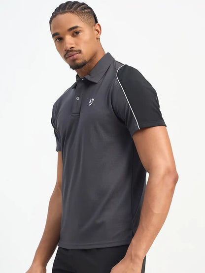 SG H1MP83793 Men Grey/Black Polo T-Shirt