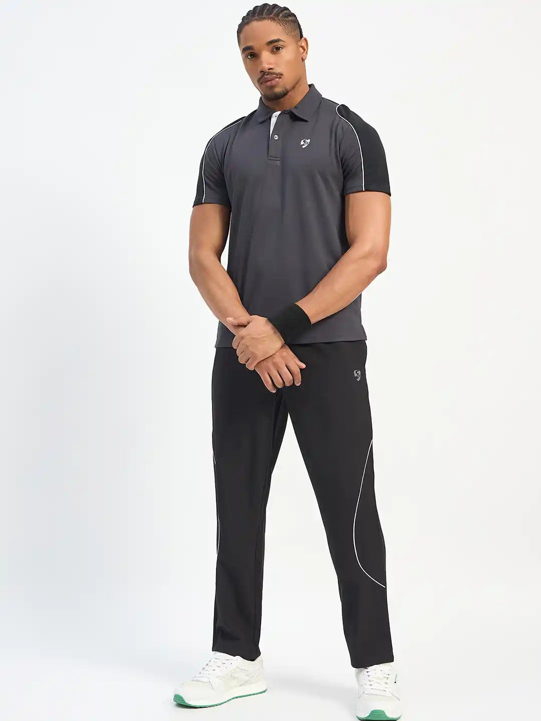 SG H1MP83793 Men Grey/Black Polo T-Shirt