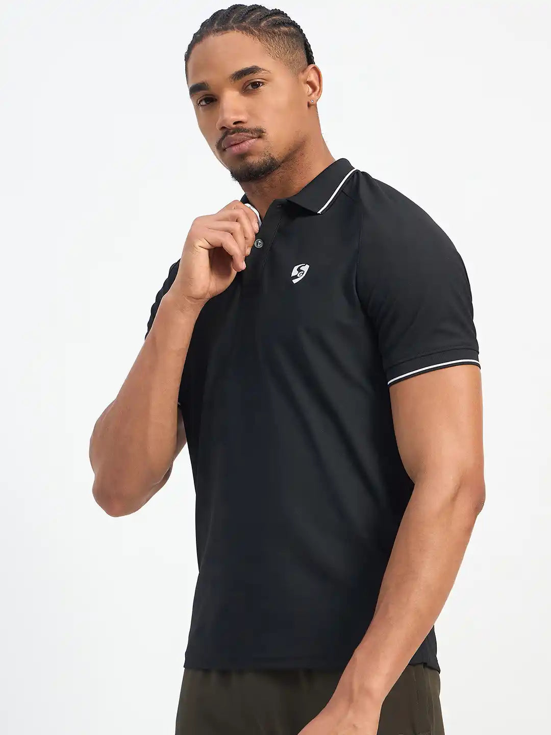 SG H1MP84082 Men Black Polo T-Shirt