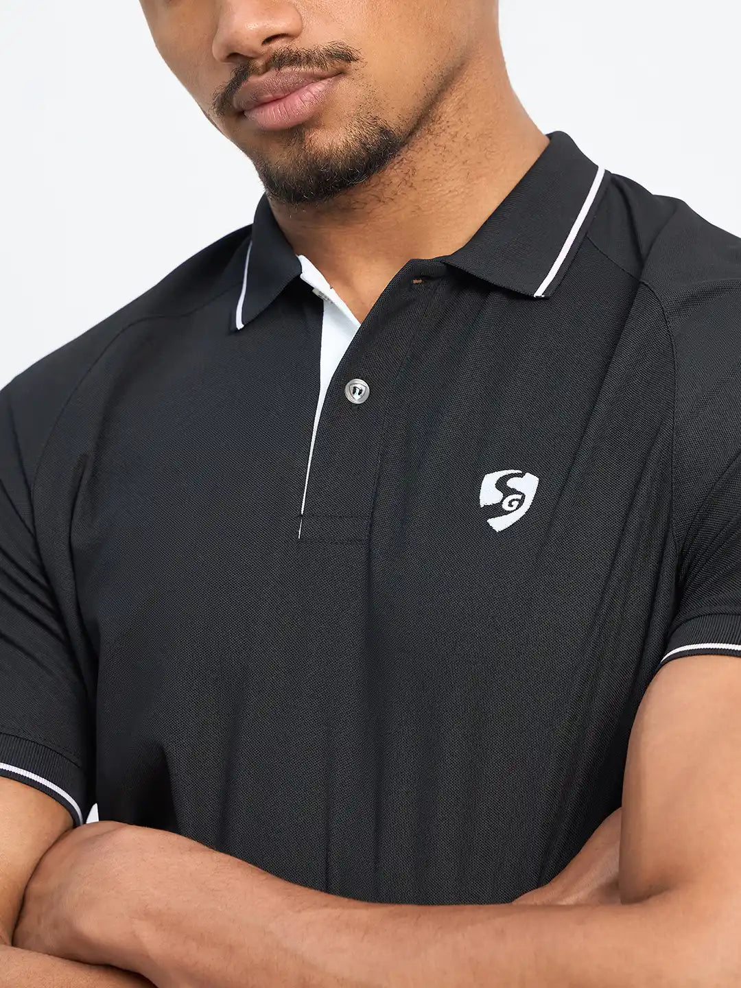 SG H1MP84082 Men Black Polo T-Shirt