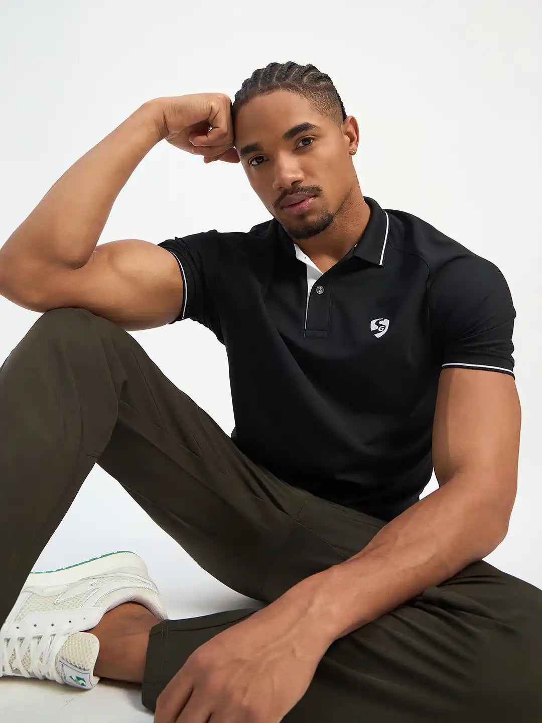 SG H1MP84082 Men Black Polo T-Shirt