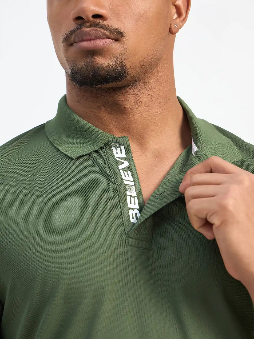 SG H1MP83801 Men Olive Polo T-Shirt