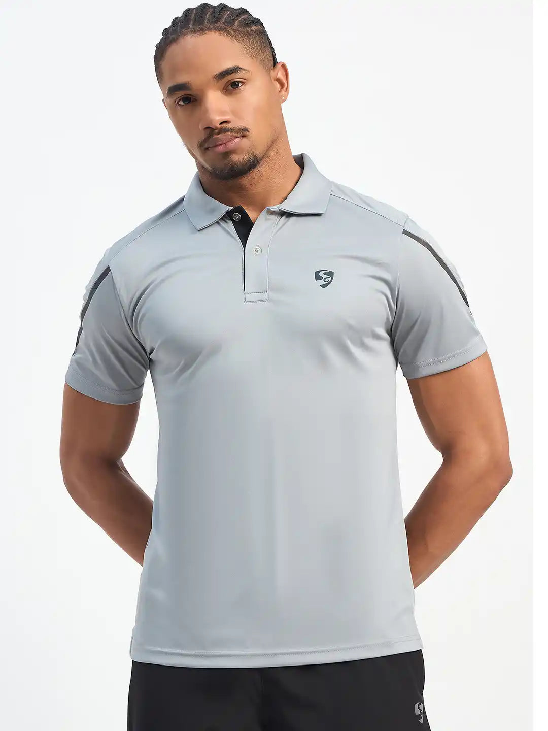 SG H2MP83872 Men Light Grey Polo T-Shirt