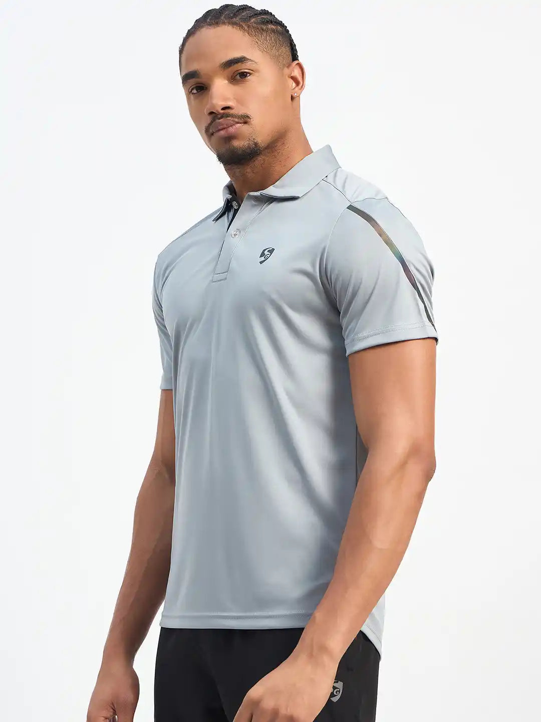 SG H2MP83872 Men Light Grey Polo T-Shirt