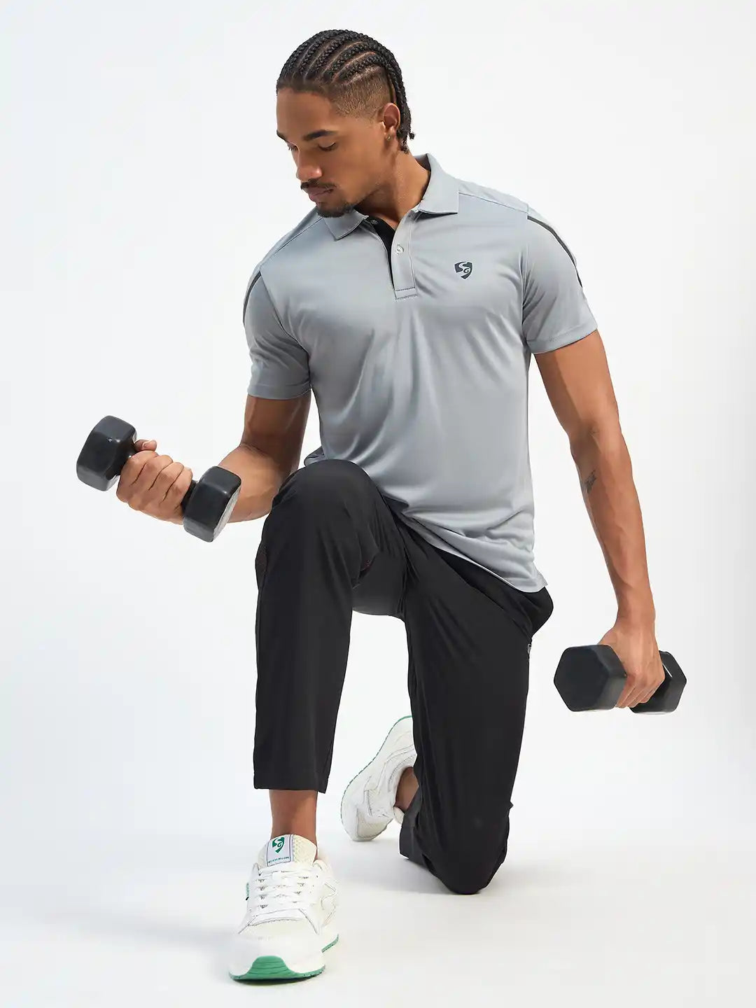 SG H2MP83872 Men Light Grey Polo T-Shirt