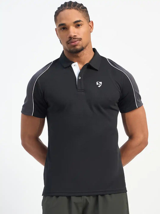 SG H1MP83791 Men Black/Grey Polo T-Shirt