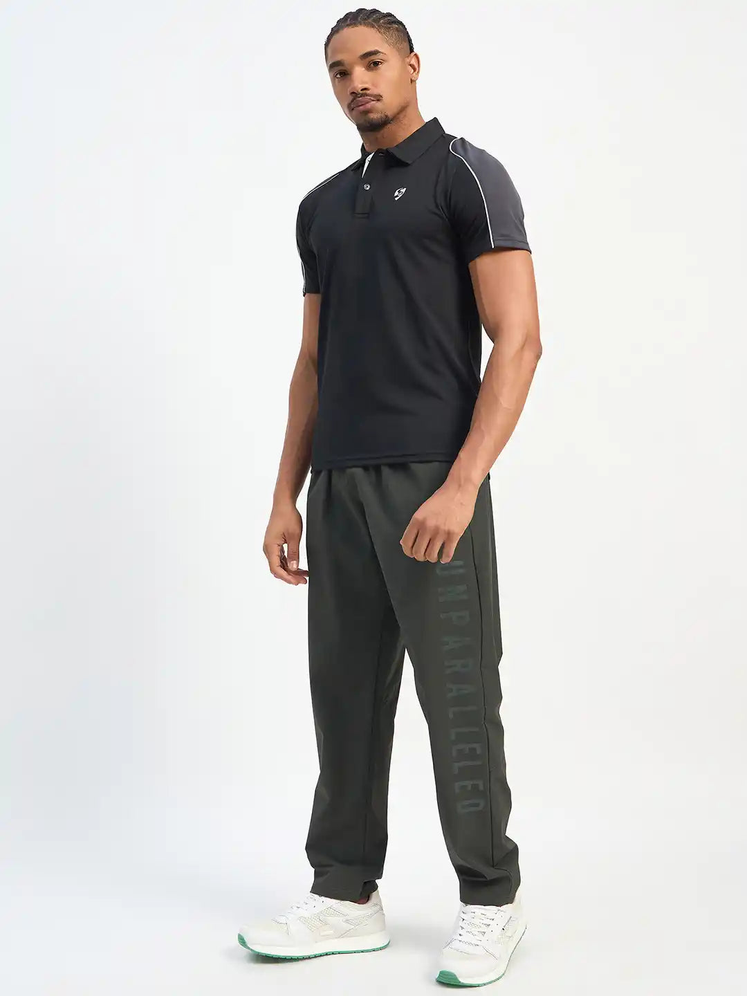 SG H1MP83791 Men Black/Grey Polo T-Shirt