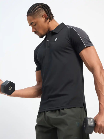 SG H1MP83791 Men Black/Grey Polo T-Shirt