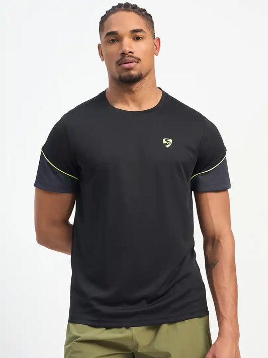 SG H1MT83742 Men Black T-Shirt
