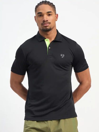 SG H1MP84101 Men Black Polo T-Shirt