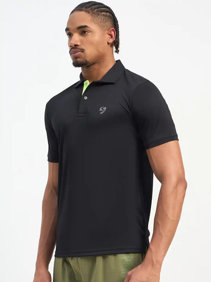 SG H1MP84101 Men Black Polo T-Shirt