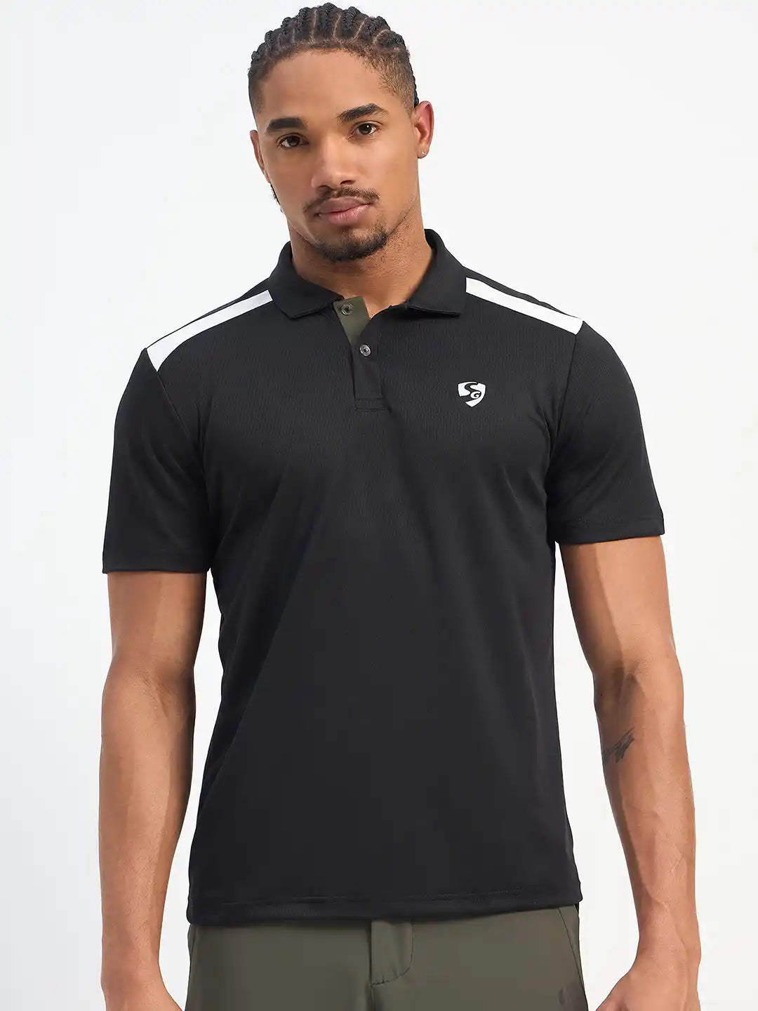 SG H1MP83842 Men Black Polo T-Shirt