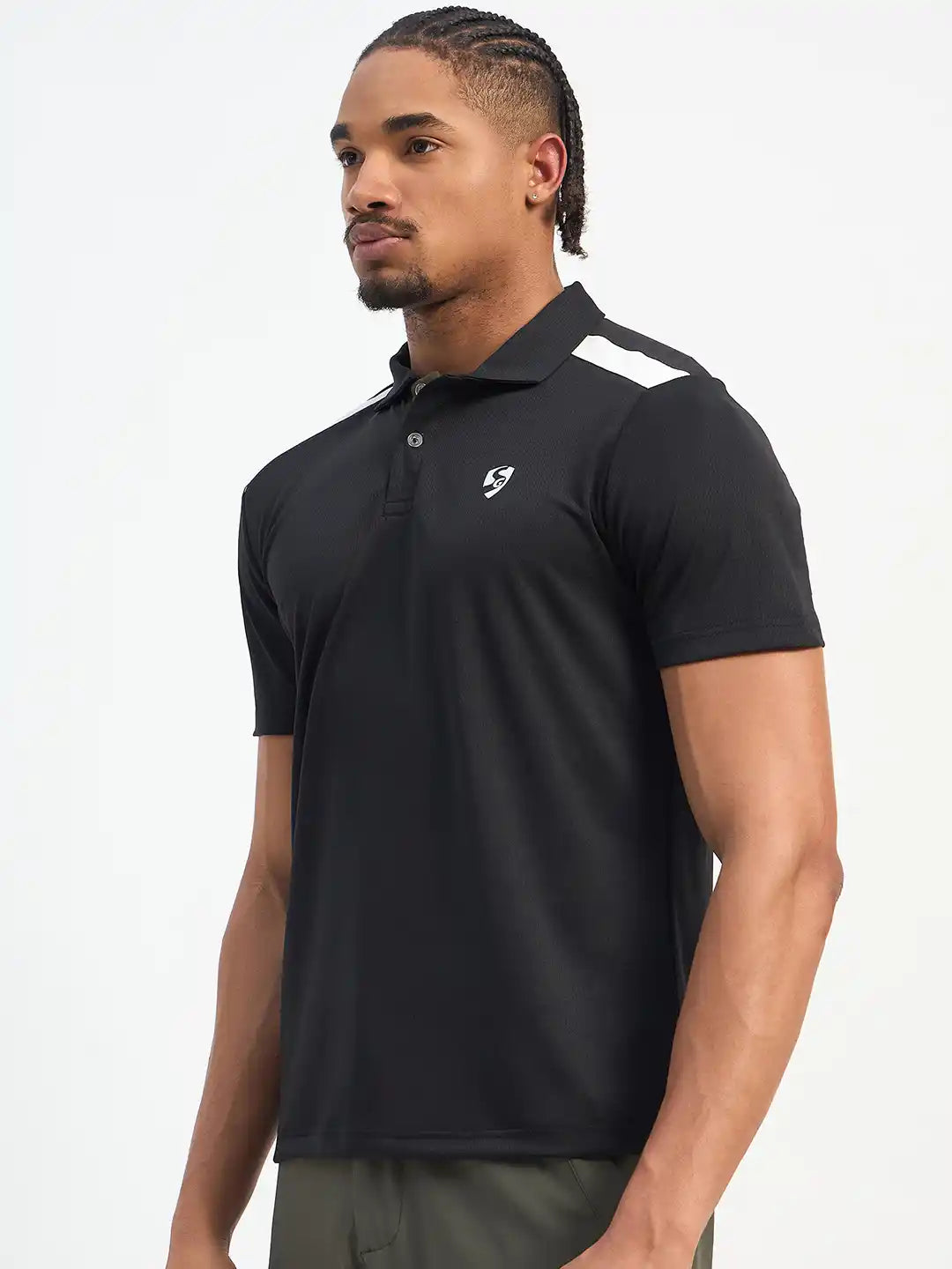 SG H1MP83842 Men Black Polo T-Shirt