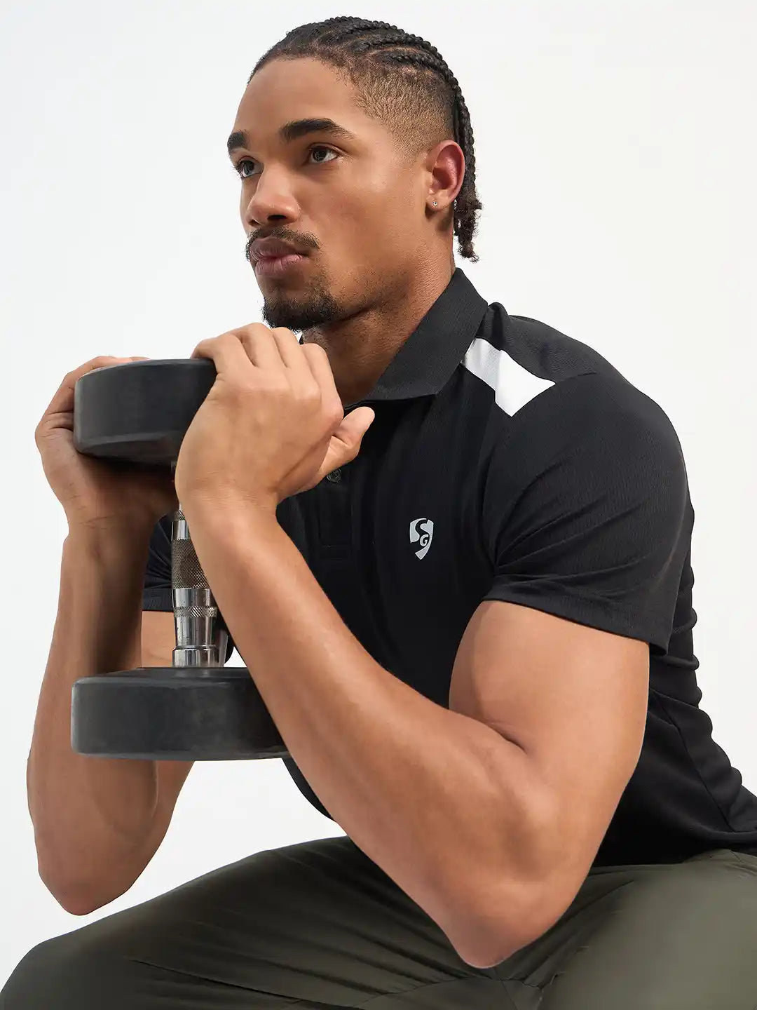 SG H1MP83842 Men Black Polo T-Shirt