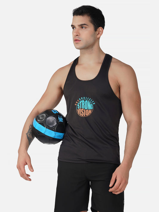 SG Men's Regular Fit Sports & Gym Vest for Mens & Boys | Ideal for Trail Running, Fitness & Training, Jogging, Regular & Fashion Wear, CARBON BLACK