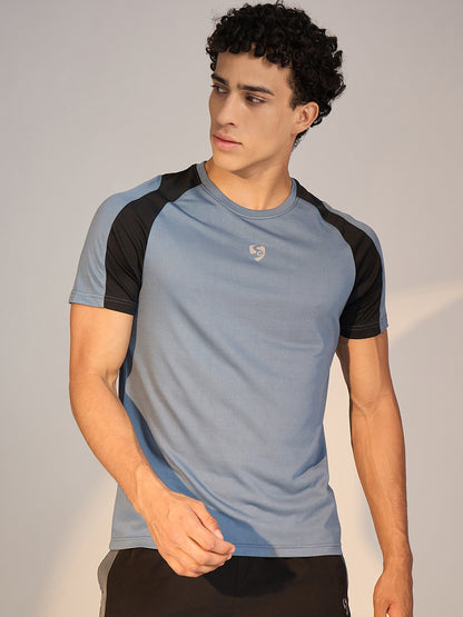 T-SHIRT MEN SG H3MT8205 BLUE GREY/BLACK
