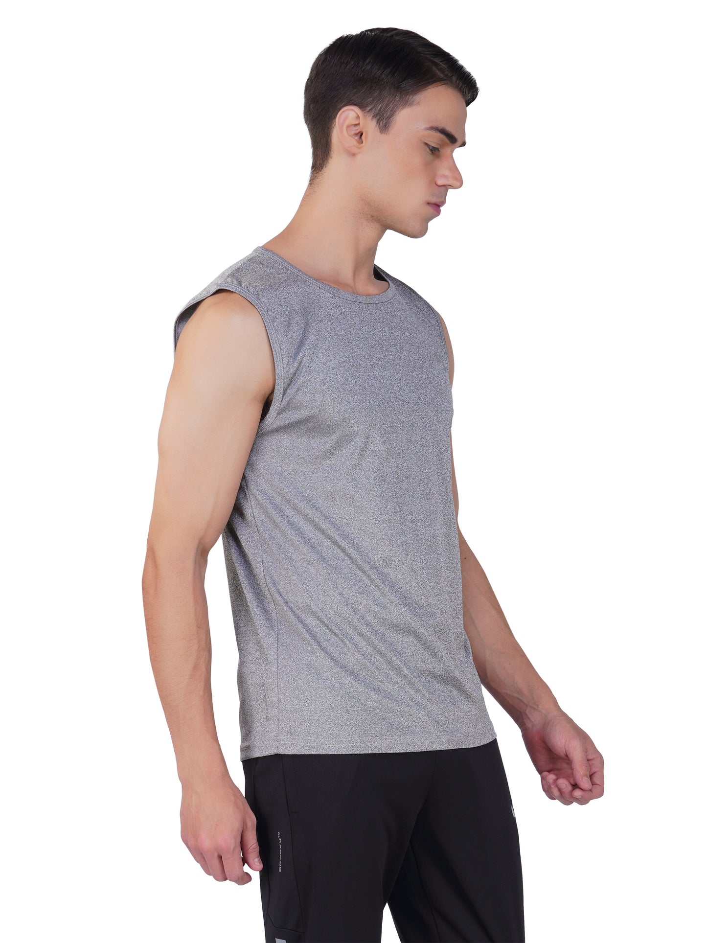 SG Men's Round Neck Grey Vest | Ideal for Trail Running, Fitness & Training, Jogging, Regular & Fashion Wear