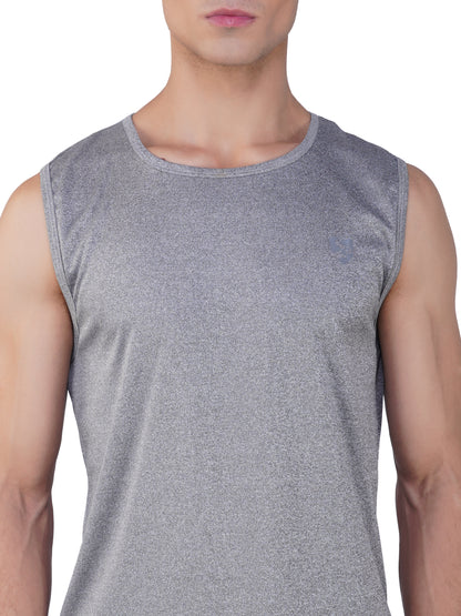 SG Men's Round Neck Grey Vest | Ideal for Trail Running, Fitness & Training, Jogging, Regular & Fashion Wear